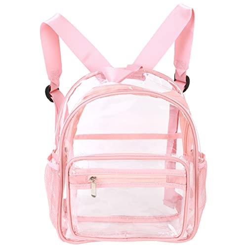 SPYMINNPOO Klarer Rucksack, Wasserdichter, Strapazierfähiger, Modischer, Umweltfreundlicher PVC-transparenter, Durchsichtiger, Doppellagiger Büchertaschen-Rucksack für Studenten (Rosa) von SPYMINNPOO