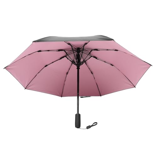 SPYMINNPOO Kühlventilator-Regenschirm mit Ventilator und Sonne, Kompakter Regenschirm, UV-Schutz, Wiederaufladbarer USB-Akku für Golf, Strand, Regen (Black) von SPYMINNPOO
