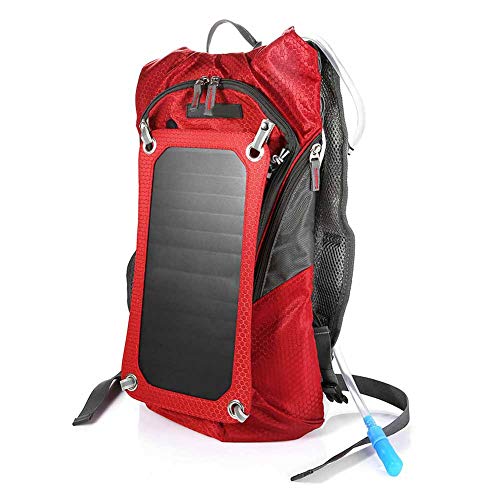 SPYMINNPOO Solar-, Multifunktionaler Outdoor-Solar-Wanderrucksack mit 6,5-W-Solarpanel, 2 L Wassersack für Radfahren und Reisen (Rot) Bergsteigen Und Camping Rucksäcke von SPYMINNPOO
