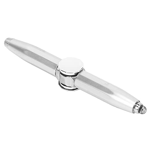 SPYMINNPOO Spinner Pen, Leuchtender Gyro-Kugelschreiber mit Fingerspitze, Fingerschreibstift mit LED-Licht Zum Stressabbau (Silber) von SPYMINNPOO