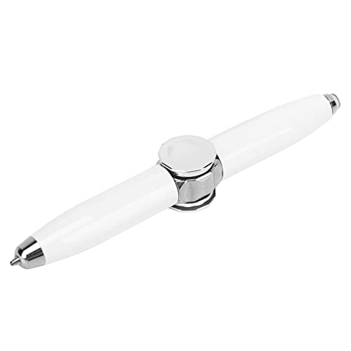 SPYMINNPOO Spinner Pen, Leuchtender Gyro-Kugelschreiber mit Fingerspitze, Fingerschreibstift mit LED-Licht Zum Stressabbau (Weiss) von SPYMINNPOO