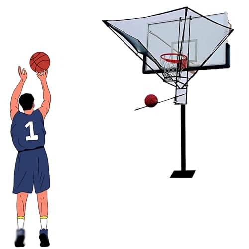 Basketball Rebounder Rücklaufsystem Basketball Shot Return NET Apparatus with 180° Rotating Chute, Suspended Portable Shooting Basketball Rebounder Device with Storage Bag for Free-Throw Practice von SRNSAEB