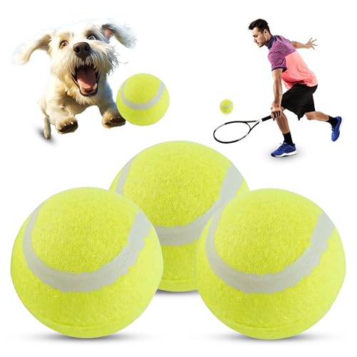 Tennisbälle – Set mit 3 Stück, 70 mm hellgelbe Hunde-Tennisbälle, Polyester und Gummi, Tennisball, perfekte Übungsbälle für Haustiere, Sport und Training von SRV Hub
