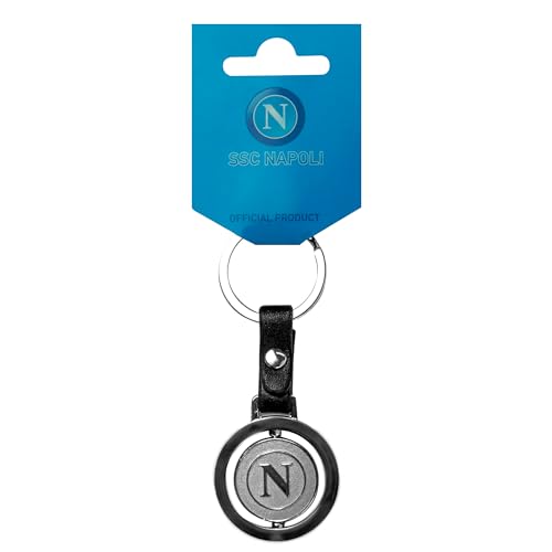 SSC NAPOLI Drehbarer Schlüsselanhänger, Schwarz, offizielles Produkt, silber/schwarz, Taglia unica von SSC NAPOLI