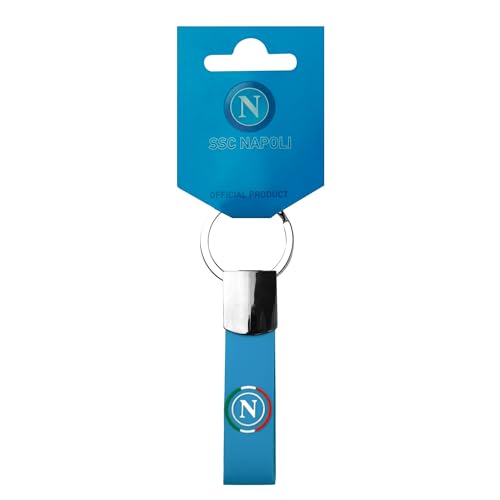 SSC NAPOLI Schlüsselanhänger aus Gummi mit Logo und Schriftzug SSCN, offizielles Produkt, dreifarbiges Logo, hellblau, Taglia unica von SSC NAPOLI