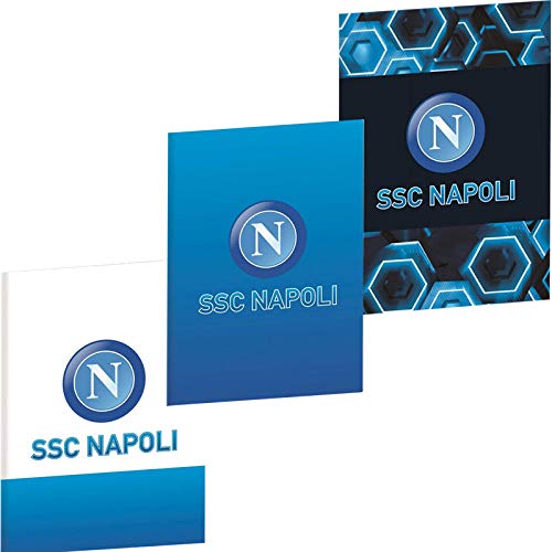 SSC Napoli Notizblock, kariert 5m mit Margini A4 Maxi 96/100 Set Schulranzen, 30 cm, Blau/Weiß von SSC NAPOLI
