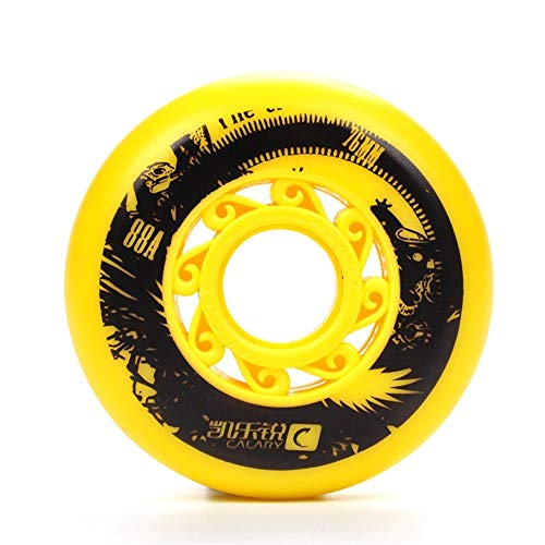 8er-Pack Inline Skate Wheels Asphalt Outdoor Inline Hockey Wheels 88A Skates Ersatzräder mit Geschwindigkeitslagern ABEC 9 und Distanzstücken,Gelb,72MM von SSCYHT