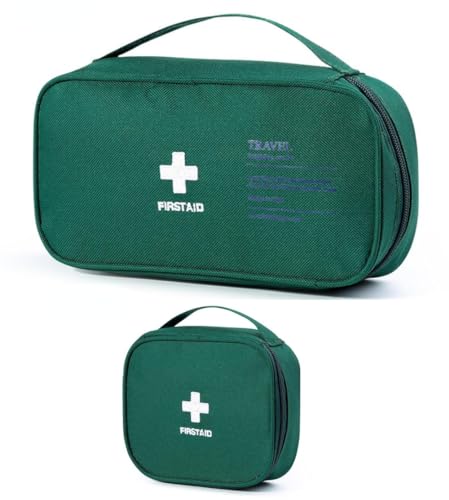 SSDH Medizinbeutel 2 Stücke Sets Reisen Erste -Hilfe -Taschen wasserdichte Drogenspeicherbeutel,Geeignet für Familie und Büro (Grün) von SSDH