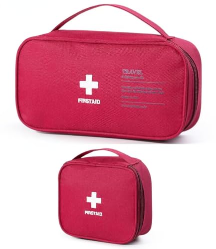 SSDH Medizinbeutel 2 Stücke Sets Reisen Erste -Hilfe -Taschen wasserdichte Drogenspeicherbeutel,Geeignet für Familie und Büro (Rot) von SSDH