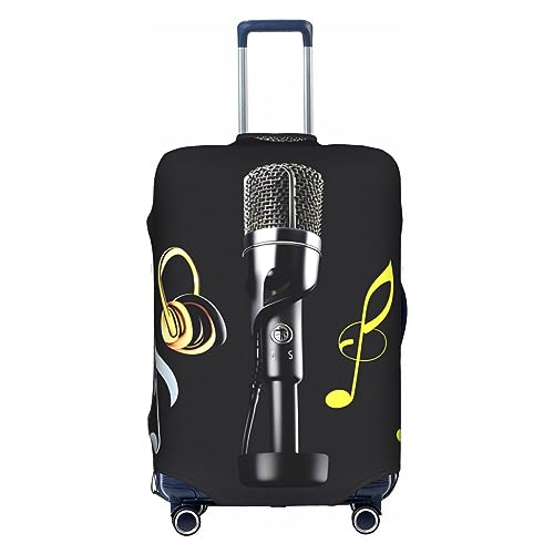SSIMOO Eine stilvolle Gepäckabdeckung, lila Pflaume Schmetterling, Erfahrung von Stil und Funktionalität, perfekter Reisebegleiter, Mikrofon mit Musiknoten, Large von SSIMOO