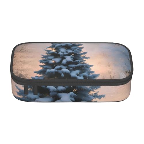 SSIMOO Geräumiges Federmäppchen mit Weihnachtsbaum-Schnee, Oxford-Stoff, Schreibtisch-Aufbewahrungstasche, niedliches Federmäppchen von SSIMOO