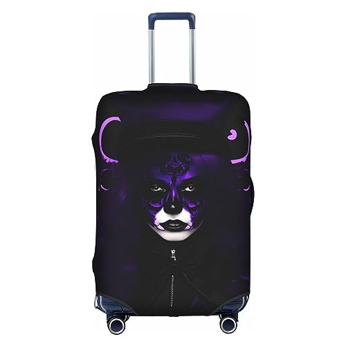 SSIMOO Little Raccoon Face Stilvolle Gepäckabdeckung, Erfahrung von Stil und Funktionalität, perfekter Reisebegleiter, Lila Schwarz Goth Spooky, Small von SSIMOO