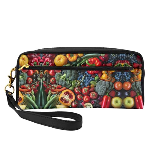 SSIMOO Reise-Make-up-Tasche mit abstraktem geometrischem Druck, für unterwegs, zur Aufbewahrung von Kosmetika und Beauty-Essentials, Frisches Obst und Gemüse, Einheitsgröße von SSIMOO