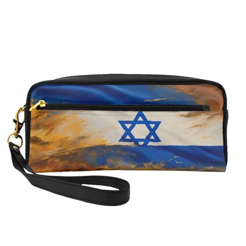 SSIMOO Reise-Make-up-Tasche mit altem Elefanten und jungen Elefanten, für unterwegs, zur Aufbewahrung von Kosmetika und Beauty-Essentials, Israelische Flagge, Einheitsgröße von SSIMOO