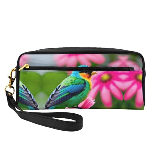 SSIMOO Reise-Make-up-Tasche mit bunten Blumen und Vögeln für unterwegs, zur Aufbewahrung von Kosmetika und Beauty-Essentials, Bunte Blumen und Vögel, Einheitsgröße von SSIMOO