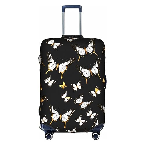 SSIMOO Stilvolle Gepäckabdeckung, Rot und Weiß, gepunktet, Erfahrung von Stil und Funktionalität, perfekter Reisebegleiter, Gold, Weiß, Schmetterlinge, Schwarz, Medium von SSIMOO