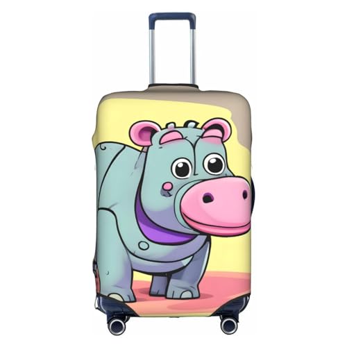 SSIMOO Stilvolle Gepäckabdeckung mit Cartoon-Milchkuh, Erfahrung von Stil und Funktionalität, perfekter Reisebegleiter, Cartoon Nilpferd, X-Large von SSIMOO