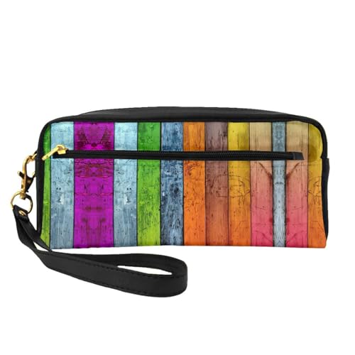 SSIMOO Tragbare Make-up-Tasche mit farbigem Holzdruck, perfekter Reisebegleiter, entworfen für mehrere Anwendungen, Farbe: Holz, Einheitsgröße von SSIMOO