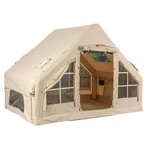 Aufblasbares Campingzelt mit Pumpe, 6㎡ Glamping-Zelte für 3–4 Personen, einfach aufzubauendes, wasserdichtes, winddichtes Luxus-Kabinenzelt für 4 Jahreszeiten mit Netzfenstern und -türen von SSLW