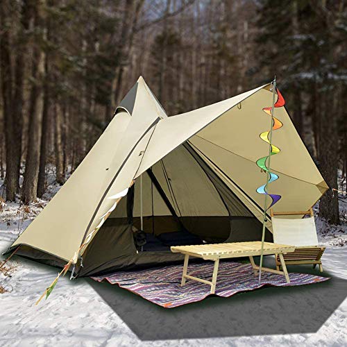 Camping-Tipi-Zelt, Jurtenzelt mit Schirm, 4-Jahreszeiten-Doppelschichten, wasserdicht, UV-beständig, Winddichte Zelte für Outdoor-Camping, Wandern, Jagd, 3–4 Personen von SSLW