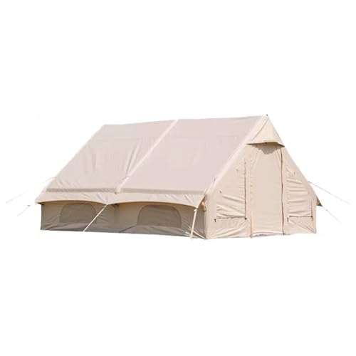 Extra großes aufblasbares Campingzelt, 6㎡/12㎡ Glamping-Zelte, einfacher Aufbau, winddichtes 4-Jahreszeiten-Außenzelt aus Baumwolle/Oxford-Stoff mit Netzfenstern und Pumpe von SSLW