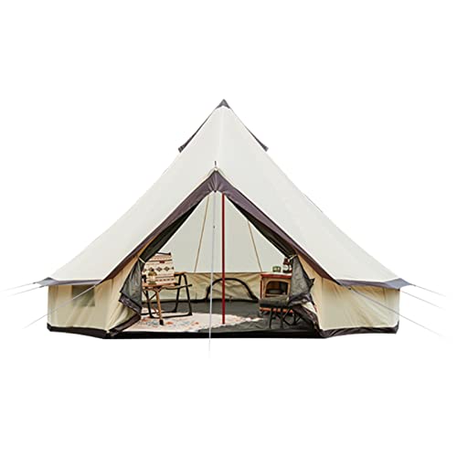 Glockenzelt, Wasserdichtes 4-Jahreszeiten-Luxus-Outdoor-Camping- Und Glamping-Jurtenzelt, Familien-Glamping-Zelt Mit Seitlicher Belüftung Für 8 Personen (4 M) von SSLW