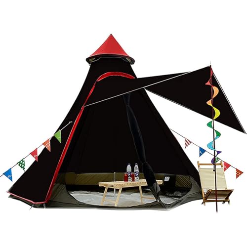 Leichtes Camping-Indianerzelt für 4–5 Personen, Tipi-Pyramiden-Zelt, doppelschichtig, wasserdichte Familien-Jurtenzelte für Familienwanderungen im Freien von SSLW