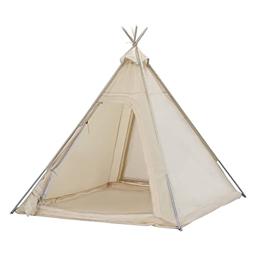 Pyramidenzelt 3-Jahreszeiten-Campingzelt aus Baumwollleinen für 3–4 Personen Indianerzelt – Tipi-Pagodenzelt mit Doppeltür für Familiencamping von SSLW