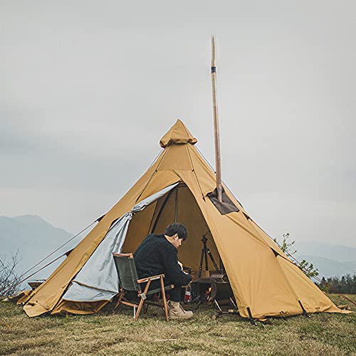 Pyramidenzelt Indian Shelter Campingzelt im Freien Jurtenzelt mit Herdloch Familien-Tipi-Zelt von SSLW