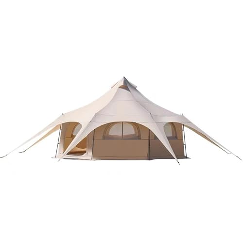 Tragbares Jurtenzelt für Camping mit Herdheber, 4-Jahreszeiten-Glockenzelt, Glamping, großes Hot-Zelt, wasserdichtes Oxford-Gewebe für 6–8 Personen, ganzjährig lebend, 5 m von SSLW