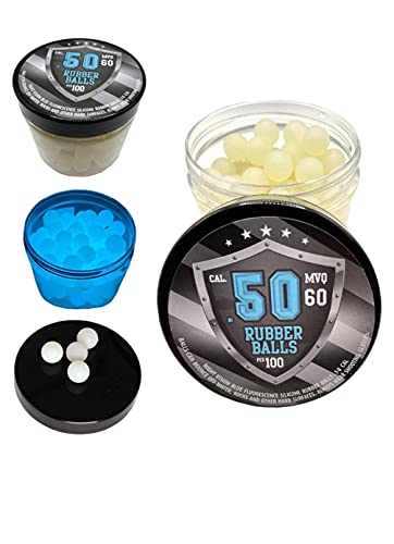 SSR 100 x Hochwertige fluoreszierende Gummi Silikon Bälle in 43 Kaliber Paintballs Rubber Balls Reballs leuchtet im Dunkeln für Training und Selbstverteidigung in Blau von SSR