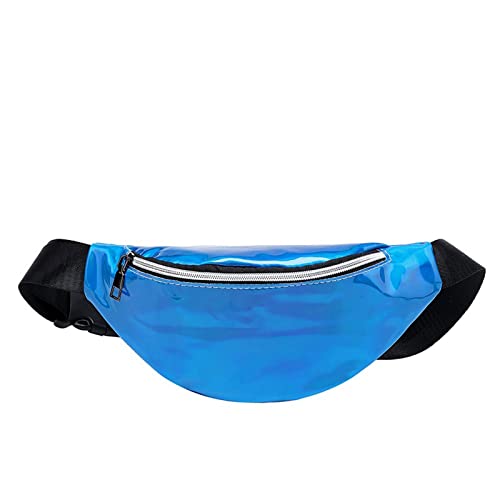 SSWERWEQ Crossbody Bag Anti-verschüttete Brusttasche Verstellbare Taille Mode Lauf Damen Multifunktions-Reflektierende Laser-Gürteltasche (Color : Blue) von SSWERWEQ