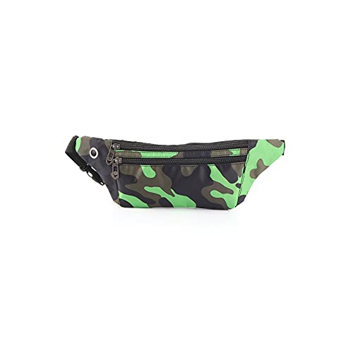SSWERWEQ Crossbody Bag Camouflage Bumpsack, Leinwand Unisex Fanny Pack Taille, Sport Taille Tasche, Wasserabweisende Outdoor-Sporttasche eng anliegende Taille Tasche (Color : Green) von SSWERWEQ