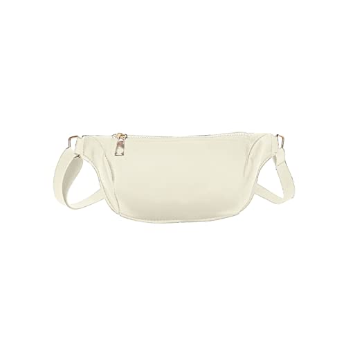 SSWERWEQ Crossbody Bag Damen-Taille-Tasche Pu. Leder Damen Brusttasche Multifunktionale Handy Münze Geldbörse Mode Reisetasche (Color : White) von SSWERWEQ