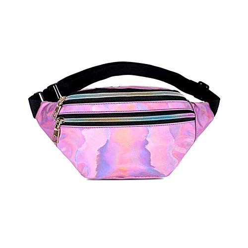 SSWERWEQ Crossbody Bag Frauen Silber-Beutel-Spielraum Glänzend Waist Taschen Mode-Mädchen-Rosa-Hip Bag (Color : 2) von SSWERWEQ