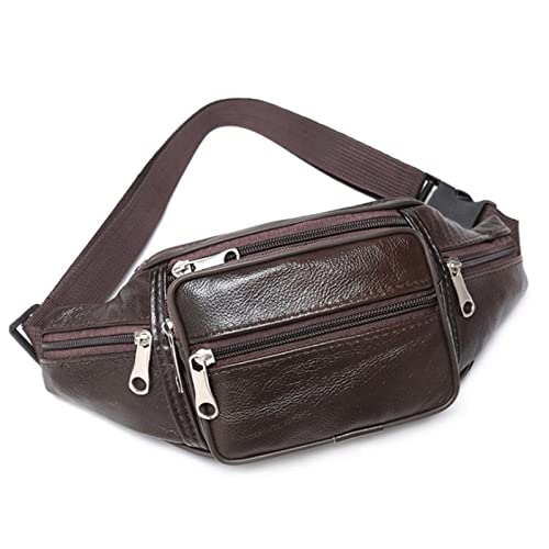 SSWERWEQ Crossbody Bag Gürteltasche aus Leder für Herren, kleine Umhängetasche (Color : Bruin) von SSWERWEQ