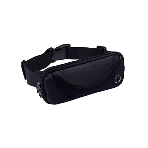 SSWERWEQ Crossbody Bag Mode Einfache Multifunktionale Taille Kopfhörer Loch Handy Zubehör Tasche Sport Taille Tasche Armbeutel (Color : Black) von SSWERWEQ