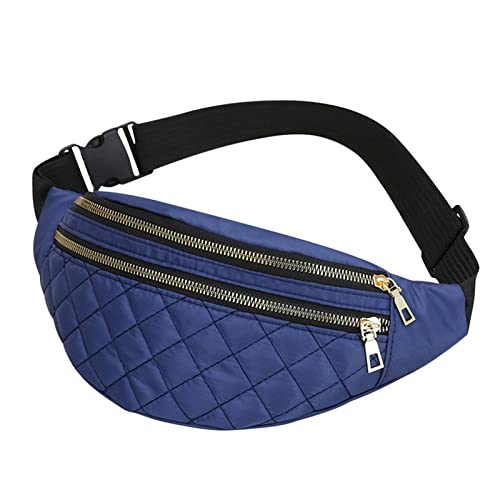 SSWERWEQ Crossbody Bag Plaid WomenWaist Bag Ladies Belt Bags Designer Shoulder Crossbody Chest Bag Female Travel Fanny Pack Banana Hip Purse (Color : Blue) von SSWERWEQ