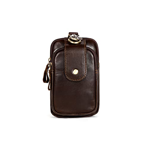 SSWERWEQ Crossbody Bag Taille des Ledermänners Tasche Handytasche Tasche Taille Tasche Rindsleder Herren Haken Handy Brieftasche (Color : Coffee) von SSWERWEQ