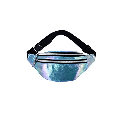 SSWERWEQ Crossbody Bag Taillenpackungen, Fanny-Pack-Taille-Tasche Laser-Reißverschluss-Wafernbags Frauen Gürtel-Tasche (Color : Blue) von SSWERWEQ
