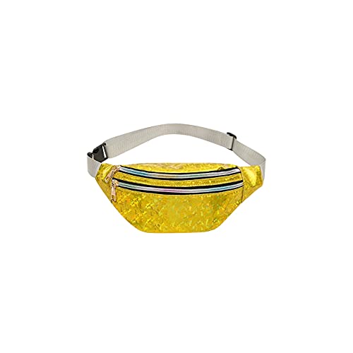 SSWERWEQ Crossbody Bag Taillenpackungen, Taillenpackung für Frauen Fanny Packs Tasche Glänzende Hüfte Mode glänzende Taschen (Color : Yellow) von SSWERWEQ