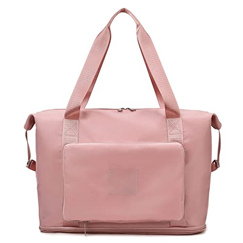 SSWERWEQ Damen Schultertaschen Large Capacity Men's and Women's Folding Travel Bags, Waterproof Hand Luggage Bags, Travel Bags, Yoga Bags. (Color : Pink) von SSWERWEQ