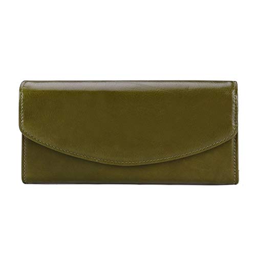SSWERWEQ Geldbeutel Damen Brieftaschen, Damen-Geldbörse, Lange Brieftasche, Multi-Karten-Bit-Brieftasche, Ledergeldbörse, Geldbörsenmultifunktions (Color : Green) von SSWERWEQ
