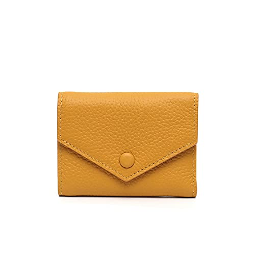 SSWERWEQ Geldbeutel Damen Echtes Leder Brieftasche für Frauen Functionelle Multi Card Münze Bargeld Anti-Diebstahl Geldbörsen für Damen Rindsmittel (Color : Yellow) von SSWERWEQ