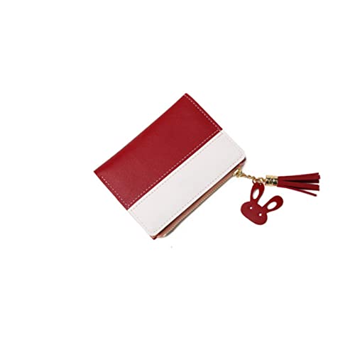 SSWERWEQ Geldbeutel Damen Frauen Brieftaschen Reißverschluss. Pu. Leder-Münz-Geldbörse Mini Kleine Armbandetasche Brieftasche Multi-Karten-Bitkartenhalter (Color : Red) von SSWERWEQ
