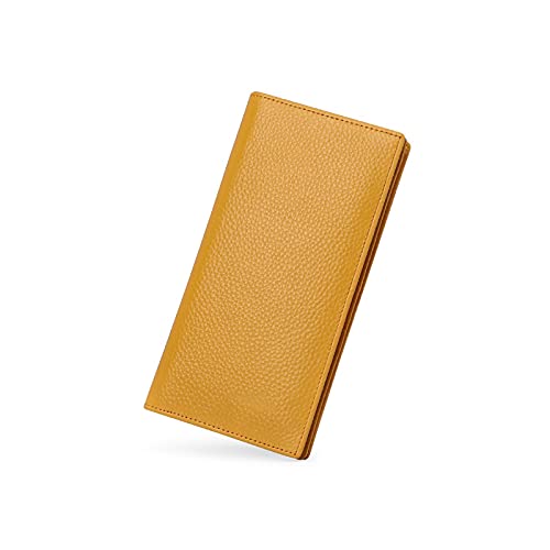 SSWERWEQ Geldbeutel Damen Frauen Geldbörsen Echtes Leder Kartenhalter Telefon Tasche Weibliche Lange Kupplungsbeutel Für Frauen Damen HASP Brieftaschen (Color : Yellow) von SSWERWEQ
