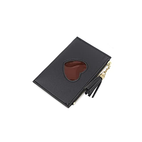 SSWERWEQ Geldbeutel Damen Frauen süße Brieftasche Zipper entworfen Pu. Mini-Klein-Münz-Geldbörse weiblicher Kartenhalter (Color : Black) von SSWERWEQ