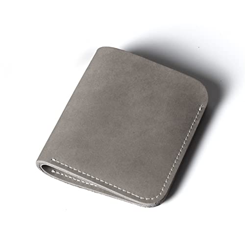 SSWERWEQ Geldbeutel Damen Minimalist Handmade Genuine Leather Wallet Men Bifold 4 Card Holder Leather Wallet for Men Slim Small Wallet Genuine Leather (Color : Grijs) von SSWERWEQ