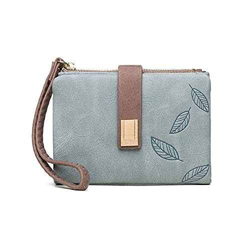 SSWERWEQ Geldbeutel Damen Mode Damen Brieftasche Reißverschluss Schnalle Kleine Geldtasche Kreditkartenhalter Leder (Color : Blue) von SSWERWEQ