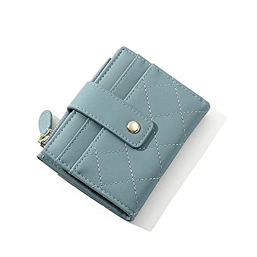 SSWERWEQ Geldbeutel Damen Plaid Kleine Brieftasche Damen Reißverschluss Münze Geldbörse Karten Tasche Brieftasche Weibliche Hand Geldbörse Dame (Color : Blue) von SSWERWEQ